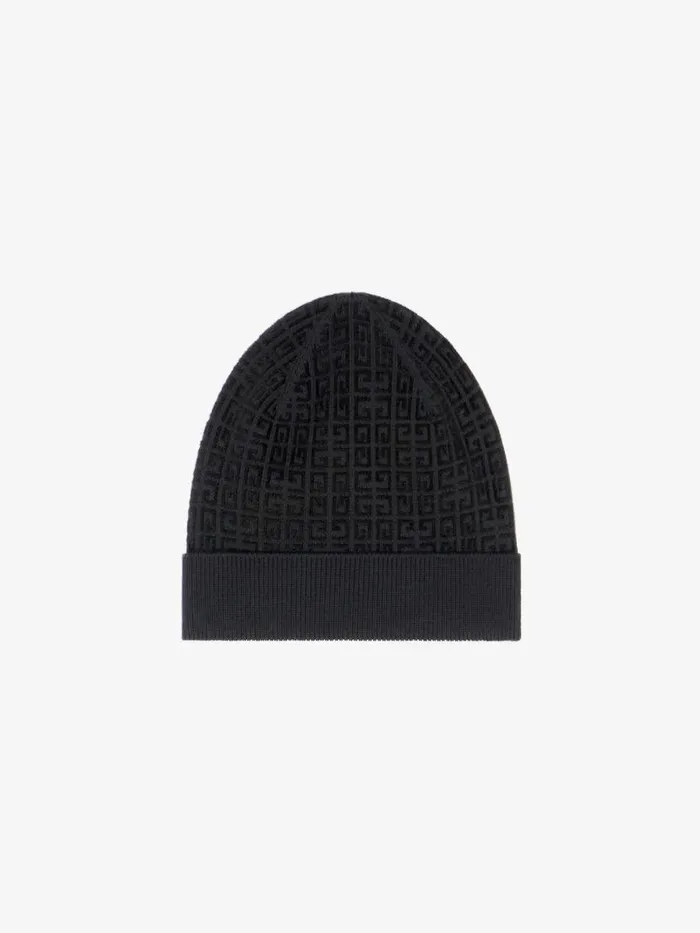 4g Beanie In Knit With Velvet Effect Black Men Givenchy Beanies and Caps
