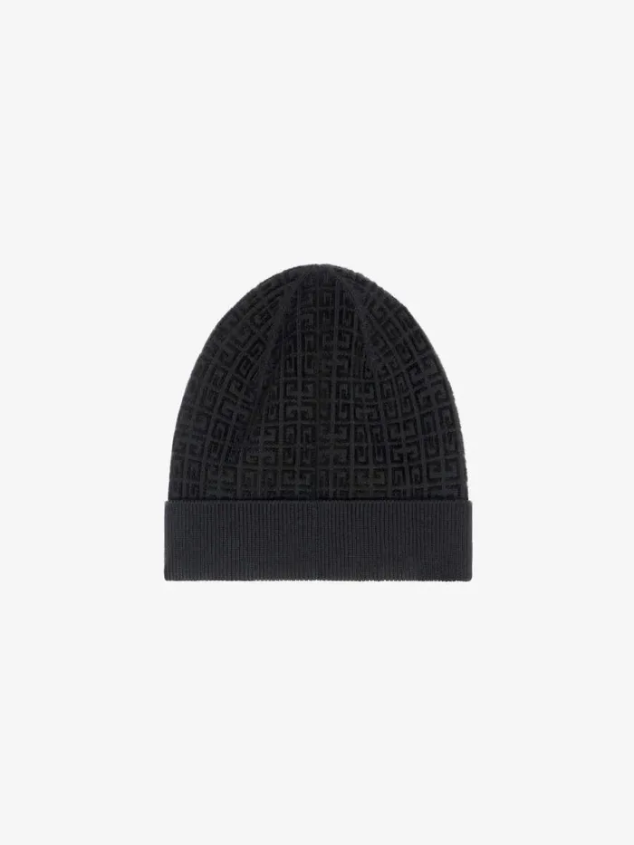 4g Beanie In Knit With Velvet Effect Black Men Givenchy Beanies and Caps
