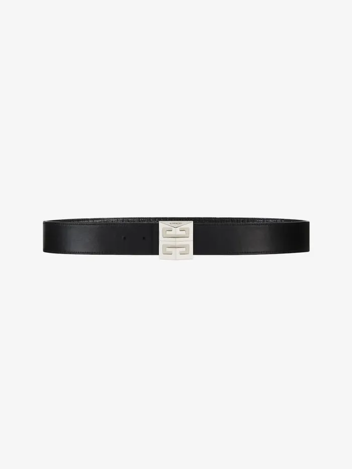 4g Reversible Belt In Leather And 4g Coated Canvas Black Men Givenchy Belts