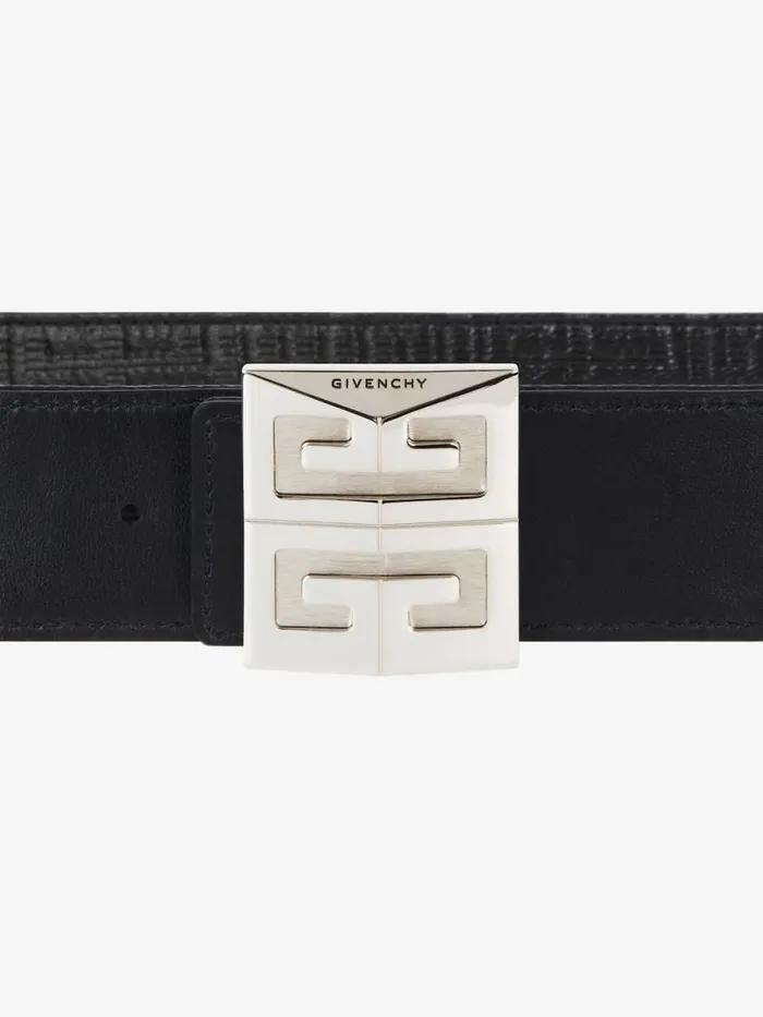 4g Reversible Belt In Leather And 4g Coated Canvas Black Men Givenchy Belts