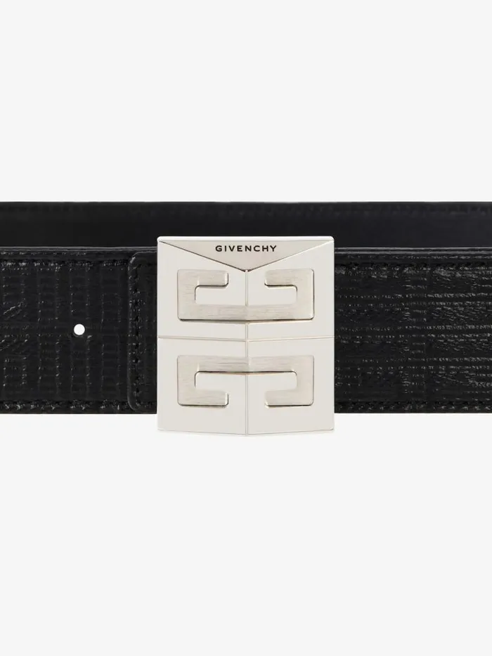 4g Reversible Belt In Leather And 4g Coated Canvas Black Men Givenchy Belts