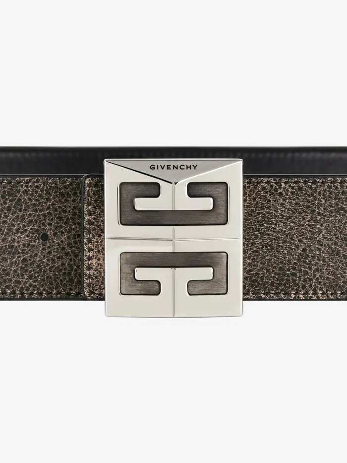 4g Reversible Belt In Leather Blackgrey Men Givenchy Belts