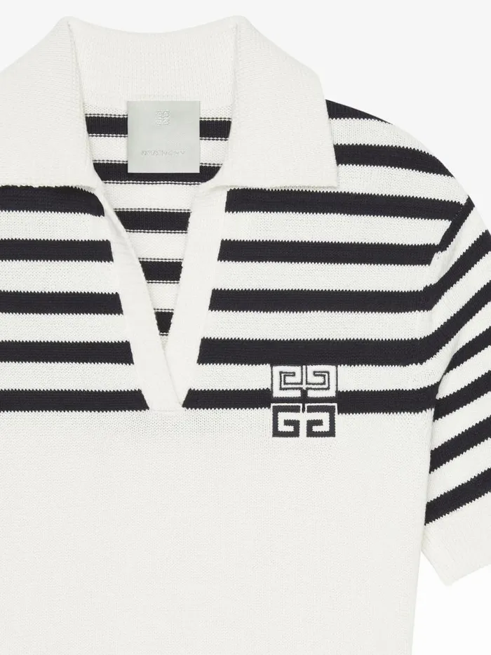 4g Striped Polo Dress In Wool And Cotton Whitenavy Women Givenchy Dresses