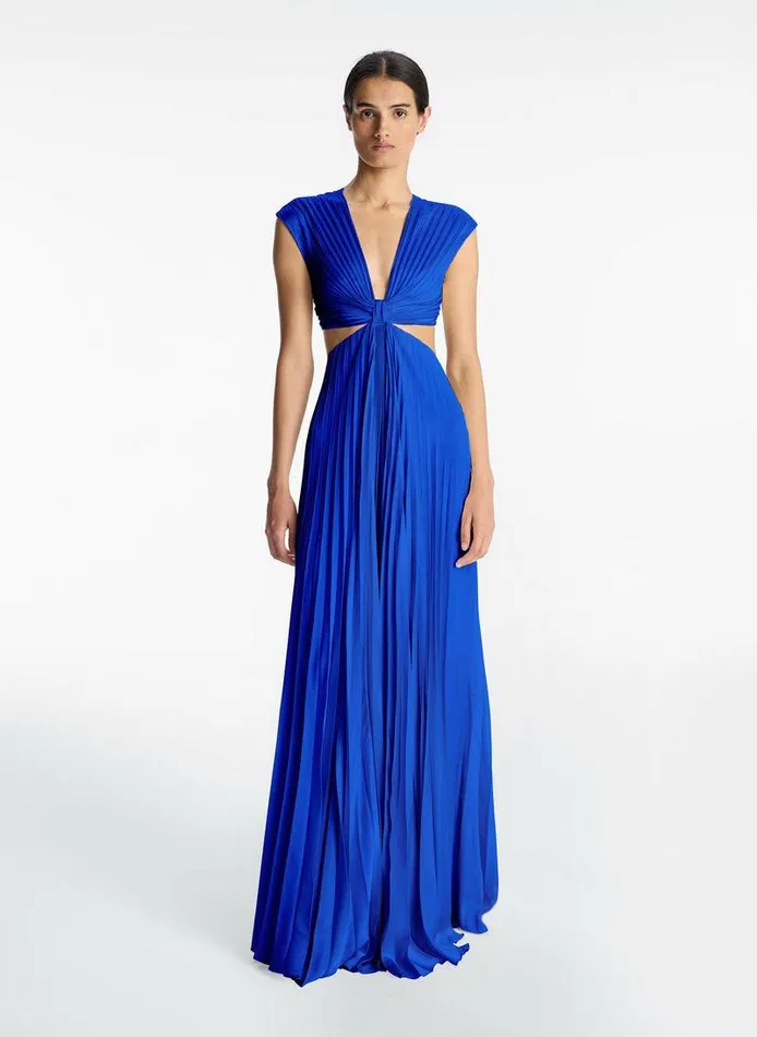 Accessories Women ALC Alejandra Satin Pleated Dress Cyan