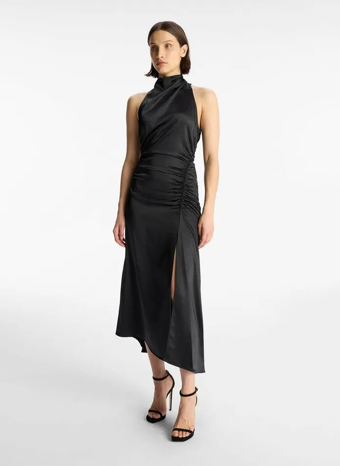 Accessories Women ALC Inez Satin Midi Dress Black Accessories Women ALC Inez Satin Midi Dress Black