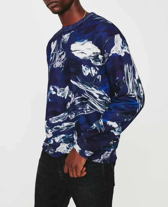 AG Jeans Arc Crew Garden Camo Navy Multi Men Sweatshirts