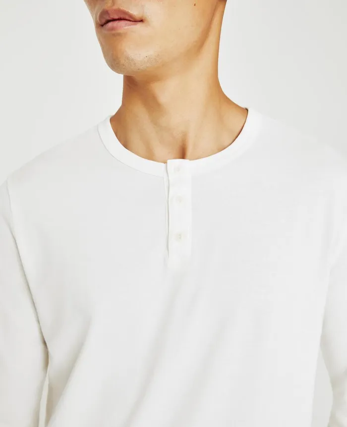AG Jeans Bryce Long Sleeve Henley Ivory Dust Men Tees