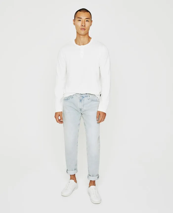 AG Jeans Bryce Long Sleeve Henley Ivory Dust Men Tees