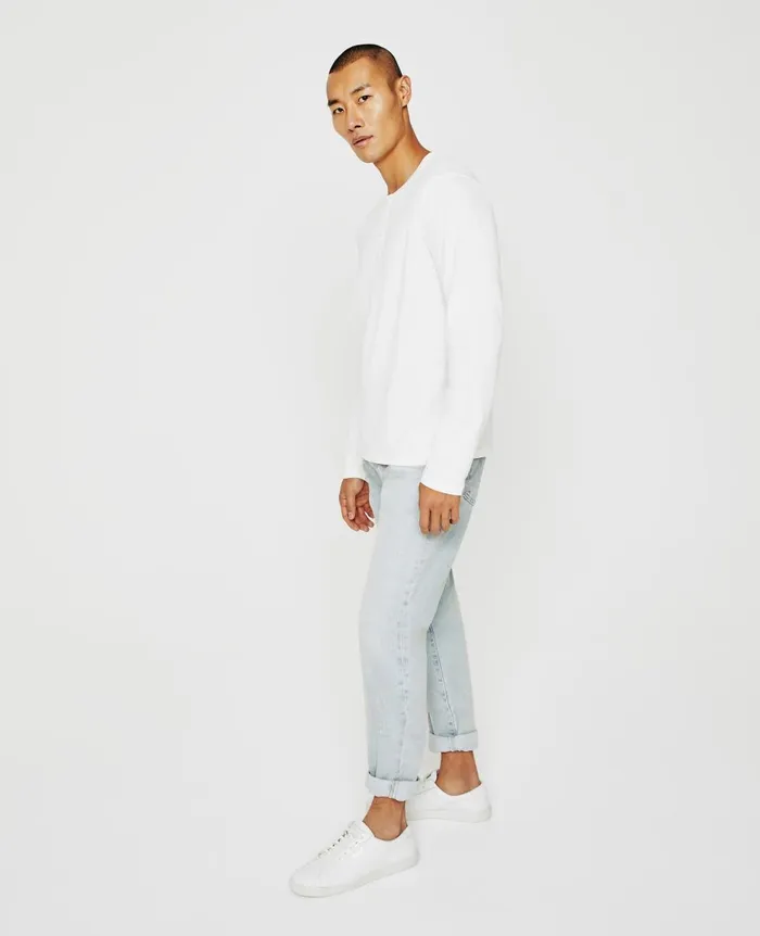 AG Jeans Bryce Long Sleeve Henley Ivory Dust Men Tees