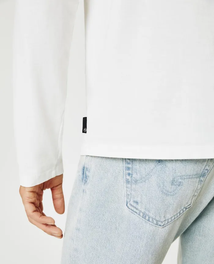 AG Jeans Bryce Long Sleeve Henley Ivory Dust Men Tees