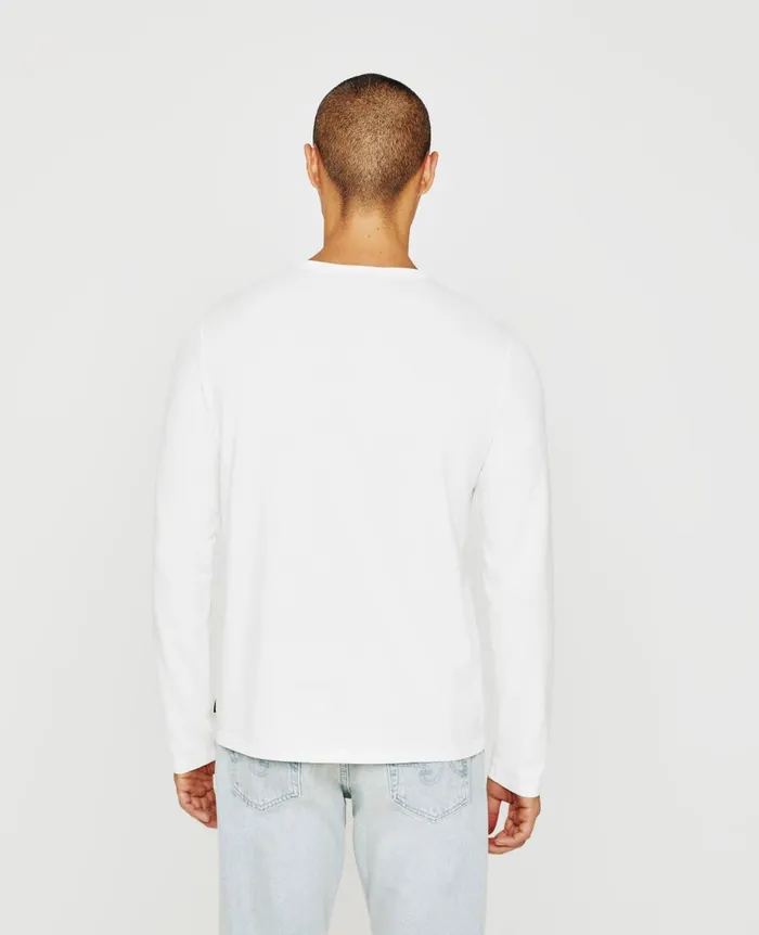 AG Jeans Bryce Long Sleeve Henley Ivory Dust Men Tees