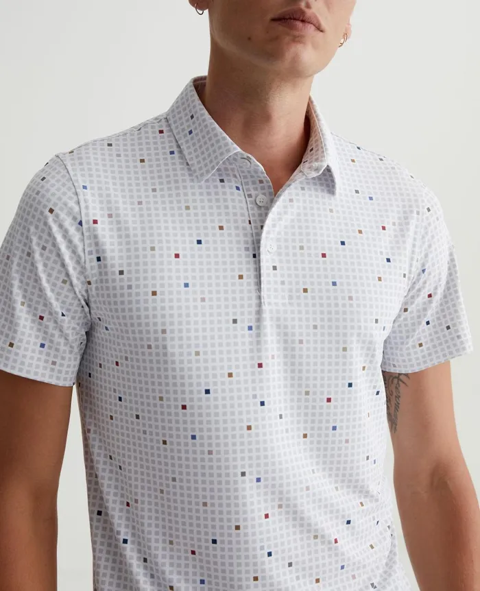 AG Jeans Bryce Polo City Grid Light Grey Multi Men Polos AG Jeans Bryce Polo City Grid Light Grey Multi Men Polos
