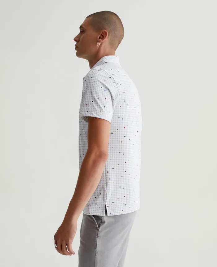AG Jeans Bryce Polo City Grid Light Grey Multi Men Polos AG Jeans Bryce Polo City Grid Light Grey Multi Men Polos