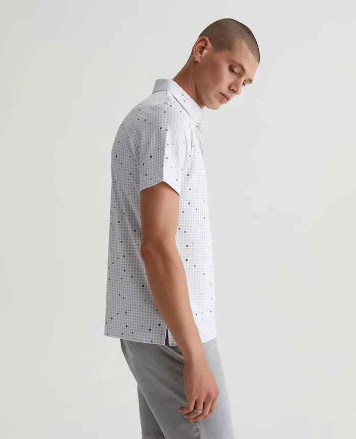 AG Jeans Bryce Polo City Grid Light Grey Multi Men Polos AG Jeans Bryce Polo City Grid Light Grey Multi Men Polos