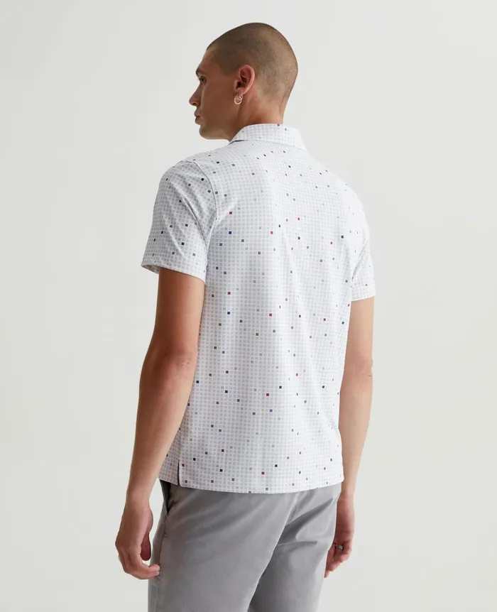 AG Jeans Bryce Polo City Grid Light Grey Multi Men Polos AG Jeans Bryce Polo City Grid Light Grey Multi Men Polos