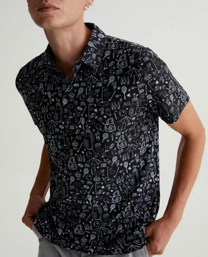 AG Jeans Bryce Polo Sports Doodle Black Men Polos AG Jeans Bryce Polo Sports Doodle Black Men Polos