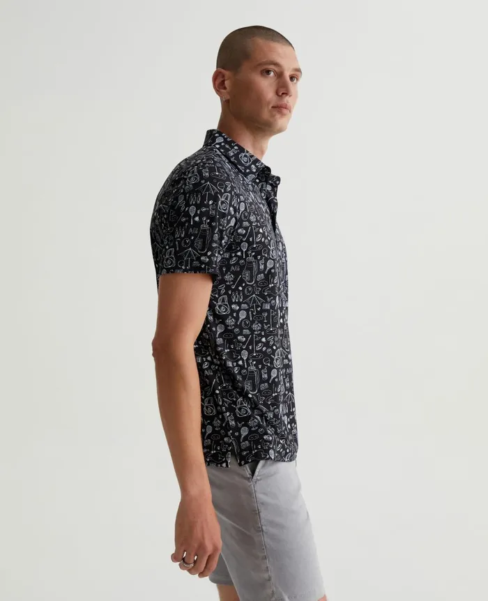 AG Jeans Bryce Polo Sports Doodle Black Men Polos AG Jeans Bryce Polo Sports Doodle Black Men Polos