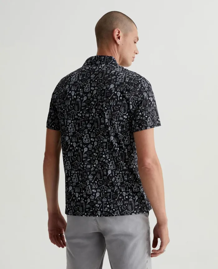 AG Jeans Bryce Polo Sports Doodle Black Men Polos AG Jeans Bryce Polo Sports Doodle Black Men Polos