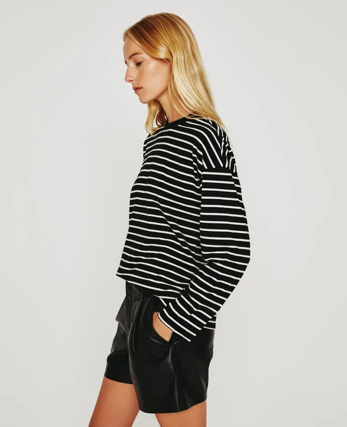 AG Jeans Fay LS Crew True Blackivory Dust Women Tees and Tanks AG Jeans Fay LS Crew True Blackivory Dust Women Tees and Tanks