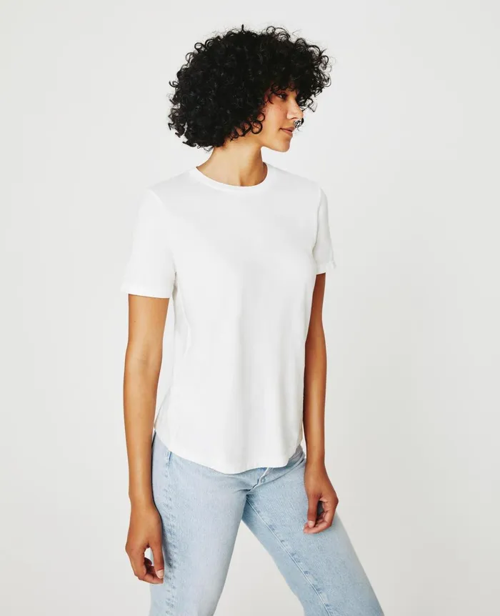 AG Jeans Jagger Crew Ivory Dust Women Tees and Tanks