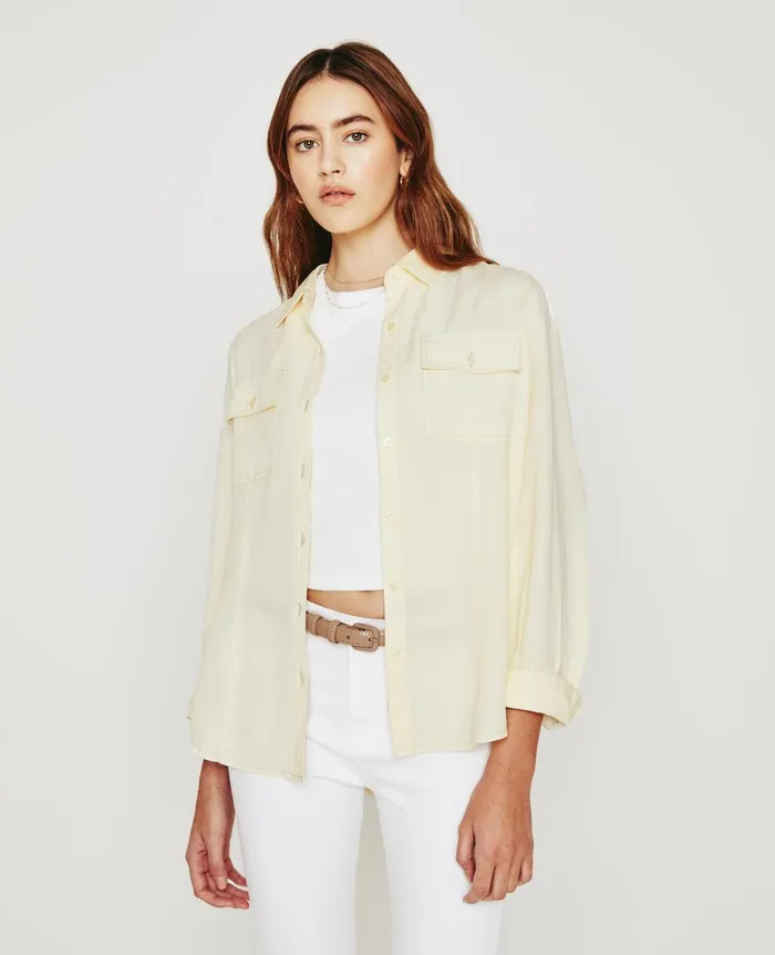 AG Jeans Sable Shirt Ivory Dust Women Tops and Shirts