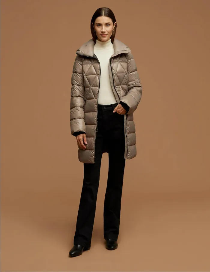 Anne Klein Consider It Lightweight Long Packable Jacket Taupe Women Clothing