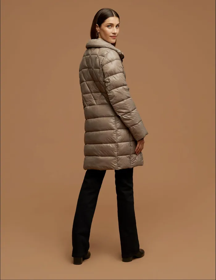 Anne Klein Consider It Lightweight Long Packable Jacket Taupe Women Clothing
