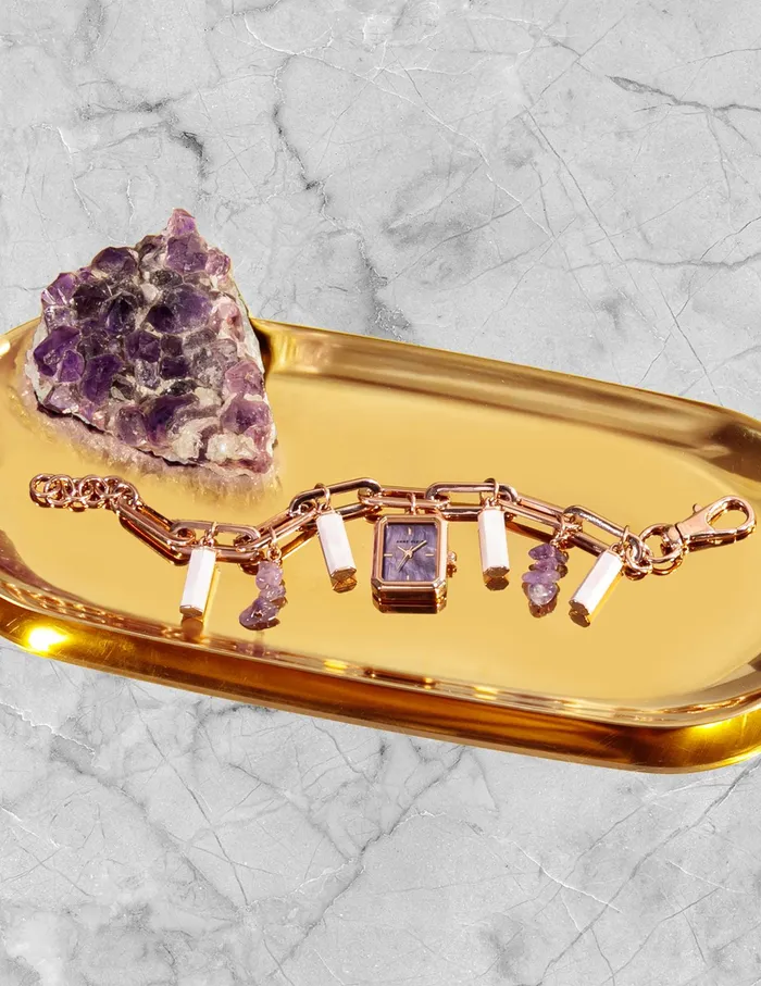 Anne Klein Gemstone Charm Bracelet Watch Amethyst Women Watches 038 Jewelry