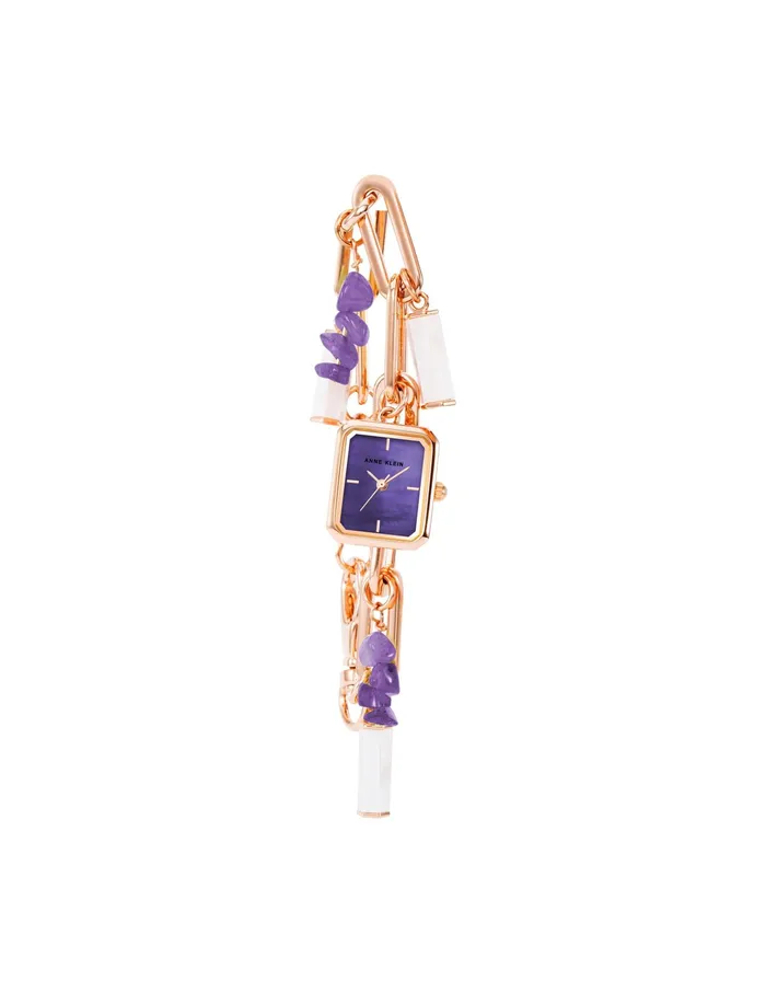 Anne Klein Gemstone Charm Bracelet Watch Amethyst Women Watches 038 Jewelry