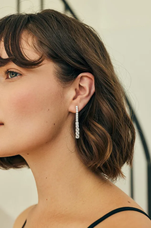 Anne Klein Prong Round Stone Linear Earrings Silvertone Women Watches 038 Jewelry Anne Klein Prong Round Stone Linear Earrings Silvertone Women Watches 038 Jewelry