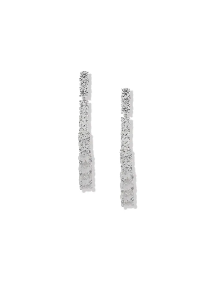Anne Klein Prong Round Stone Linear Earrings Silvertone Women Watches 038 Jewelry