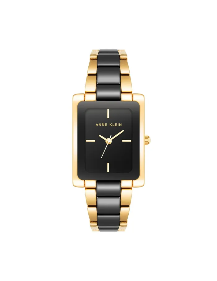 Anne Klein Rectangular Case Ceramic Bracelet Watch Black Women Watches 038 Jewelry