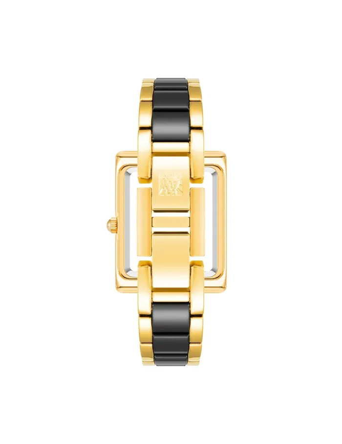Anne Klein Rectangular Case Ceramic Bracelet Watch Black Women Watches 038 Jewelry