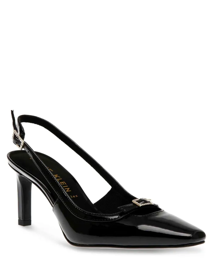 Anne Klein Roxy Sling Back Dress Pump Black Patent Women Shoes