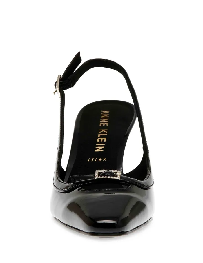 Anne Klein Roxy Sling Back Dress Pump Black Patent Women Shoes
