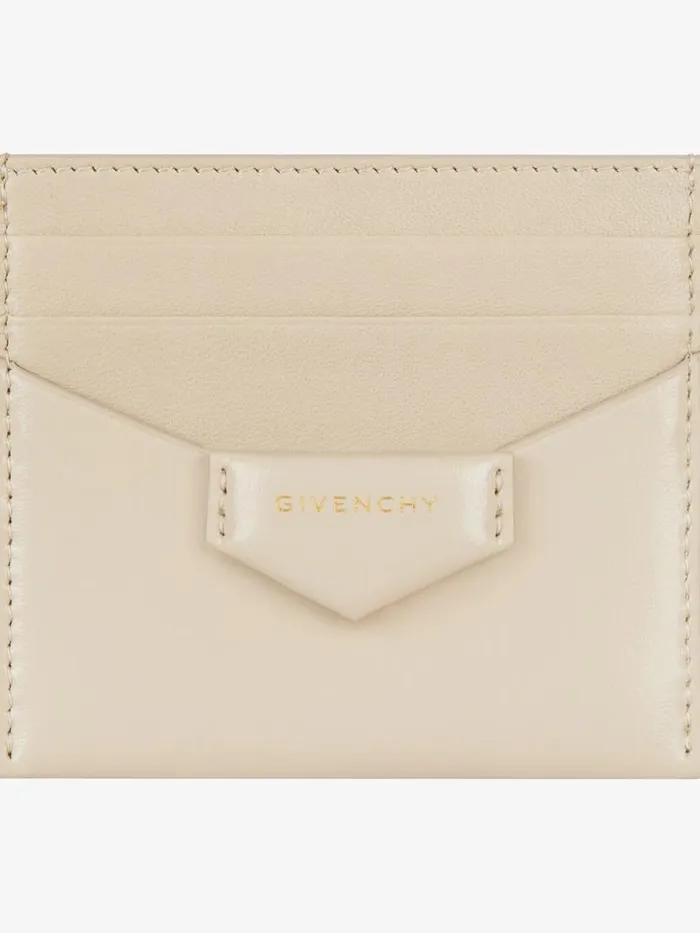Antigona Card Holder In Box Leather Natural Beige Women Givenchy Wallets and Card Holders