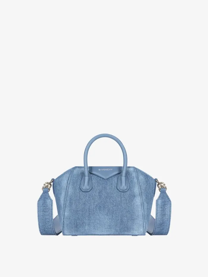 Antigona Toy Bag In Washed Denim Medium Blue Women Givenchy Crossbody Bags