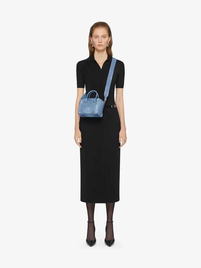Antigona Toy Bag In Washed Denim Medium Blue Women Givenchy Crossbody Bags
