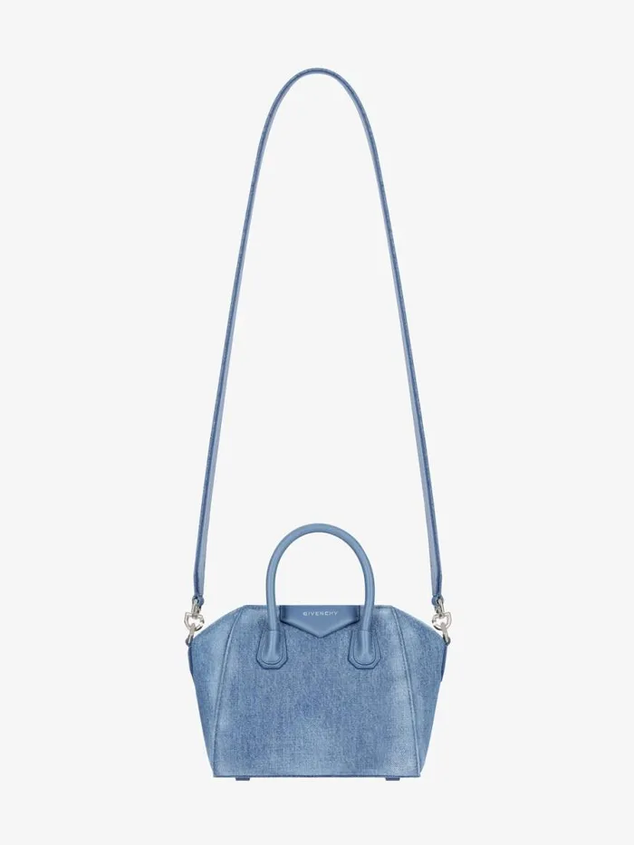 Antigona Toy Bag In Washed Denim Medium Blue Women Givenchy Crossbody Bags