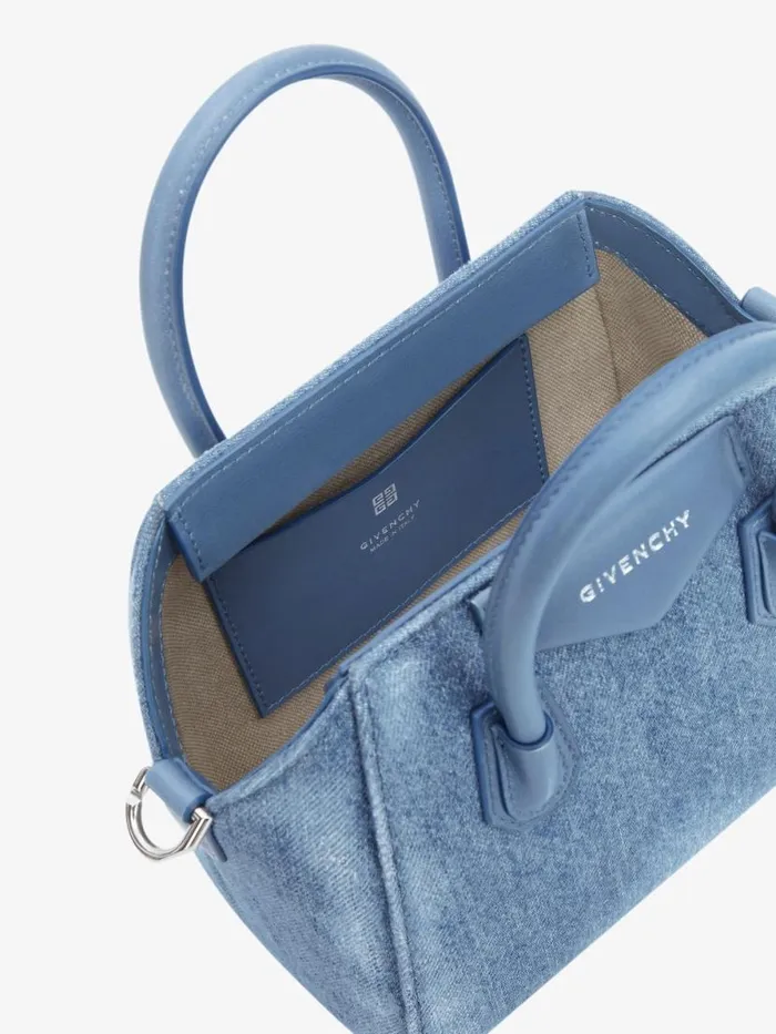 Antigona Toy Bag In Washed Denim Medium Blue Women Givenchy Crossbody Bags