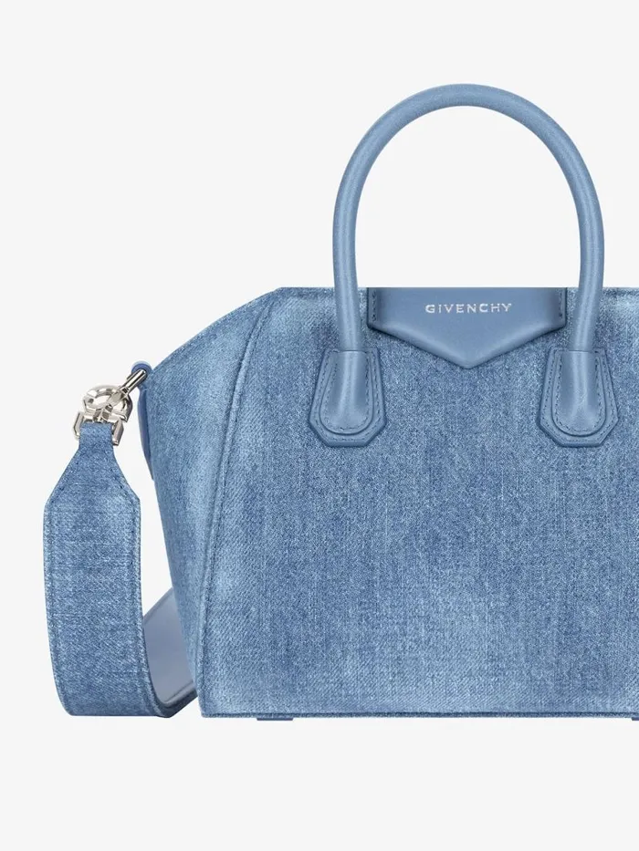 Antigona Toy Bag In Washed Denim Medium Blue Women Givenchy Crossbody Bags