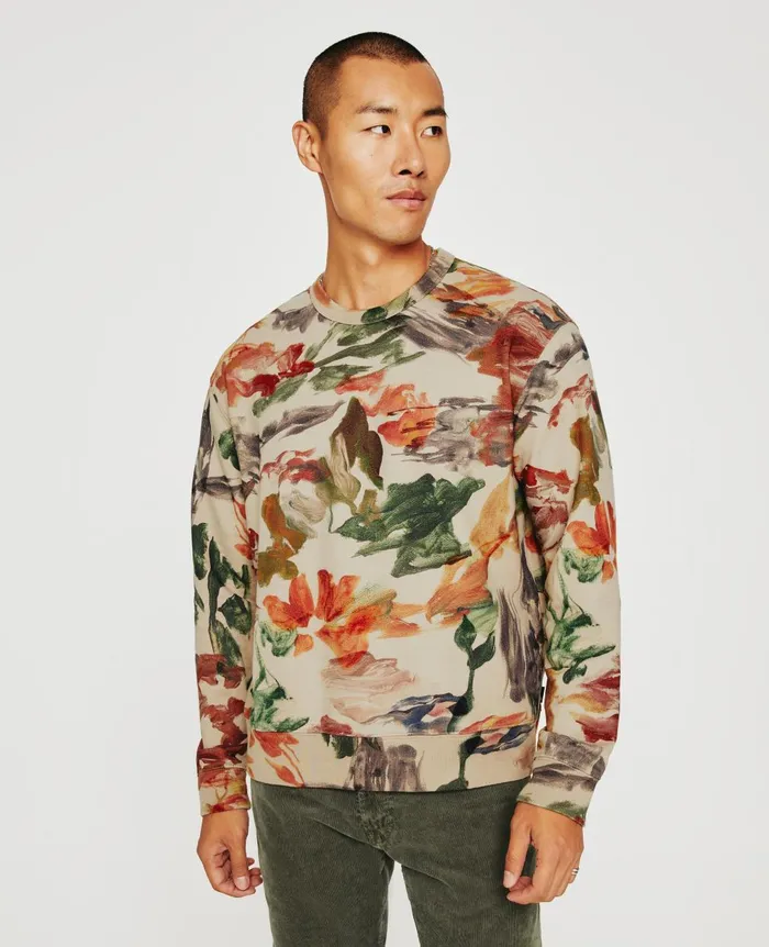 Arc Crew Garden Camo Neutral Multi Men AG Jeans Sweatshirts