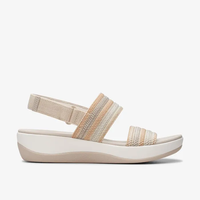 Arla Stroll Beige Combination Women Clarks Sandals and Flip Flops