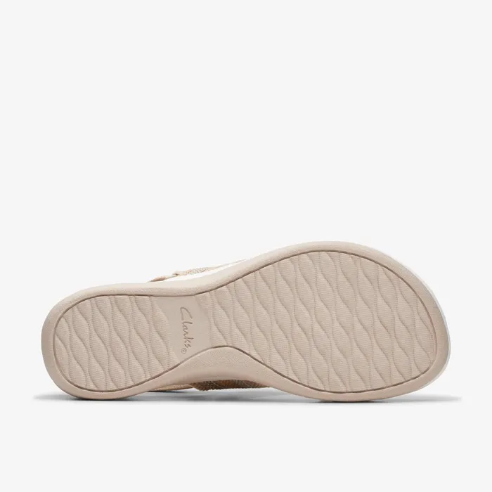 Arla Stroll Beige Combination Women Clarks Sandals and Flip Flops