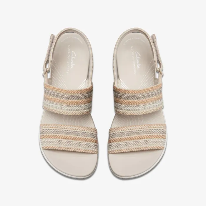 Arla Stroll Beige Combination Women Clarks Sandals and Flip Flops