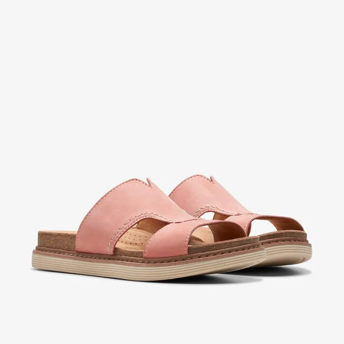 Arwell Walk Peach Nubuck Women Clarks Sandals and Flip Flops