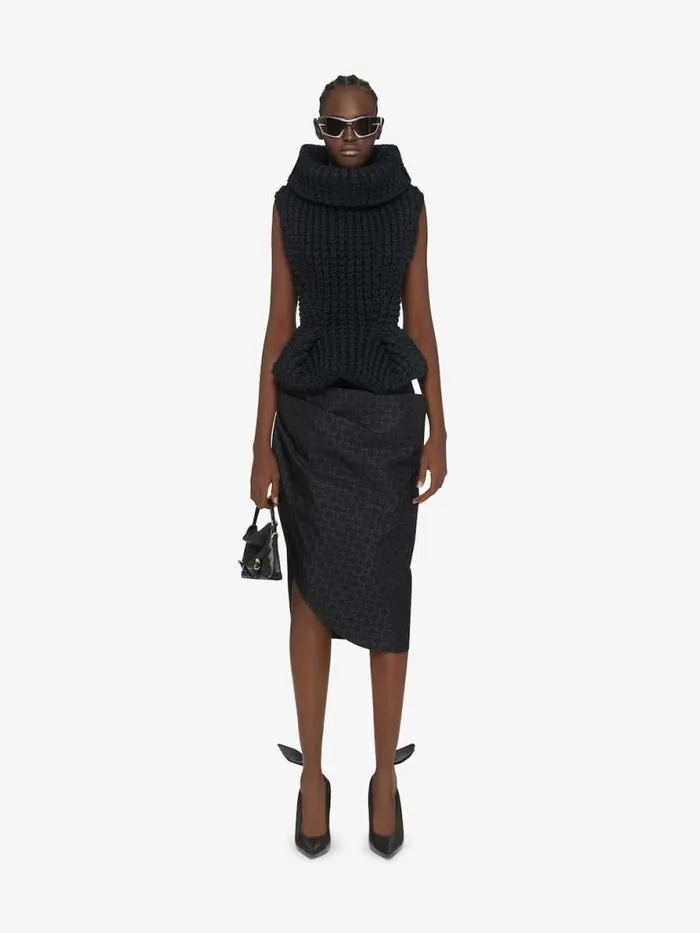 Asymmetric Draped Skirt In Monogram 72 Jacquard Black Women Givenchy Skirts