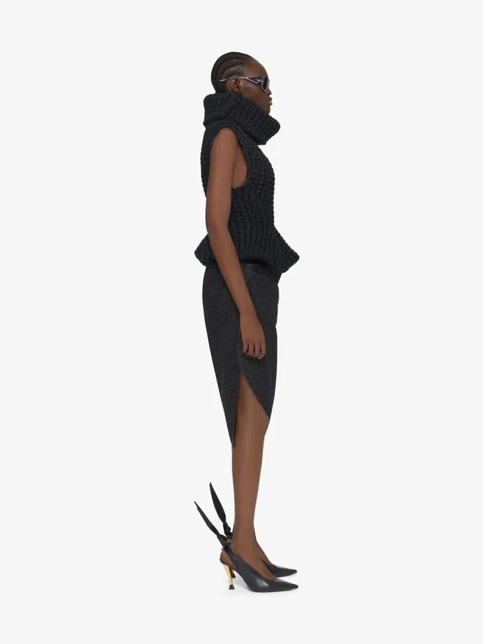 Asymmetric Draped Skirt In Monogram 72 Jacquard Black Women Givenchy Skirts