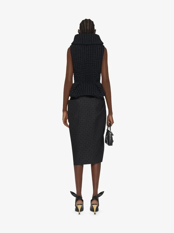 Asymmetric Draped Skirt In Monogram 72 Jacquard Black Women Givenchy Skirts