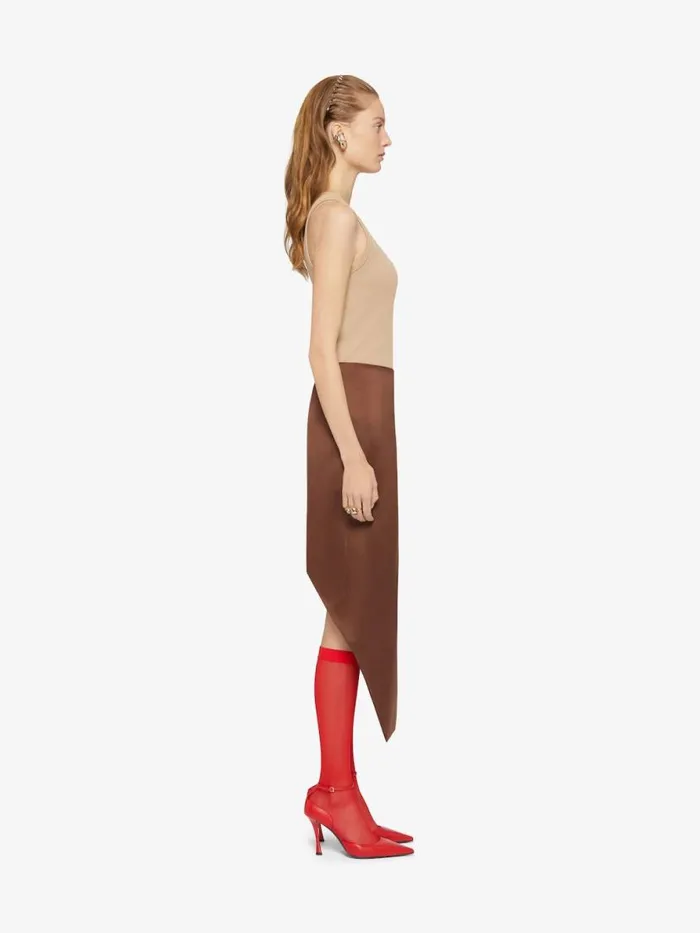 Asymmetric Skirt In Silk Satin Duchesse Moka Brown Women Givenchy Skirts